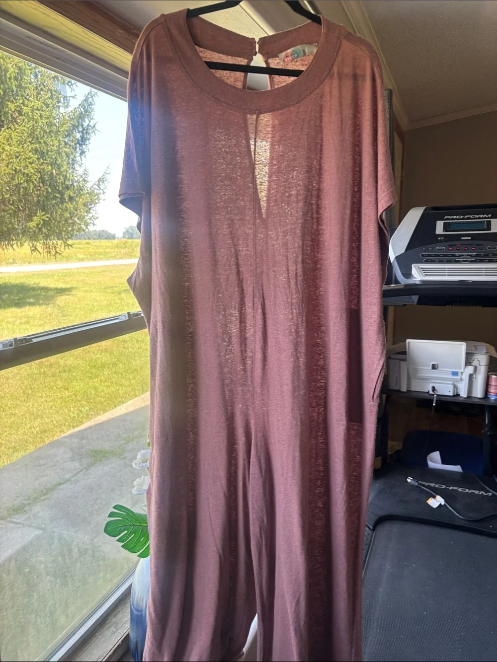 Free People Mauve Short-Sleeve Jumpsuit